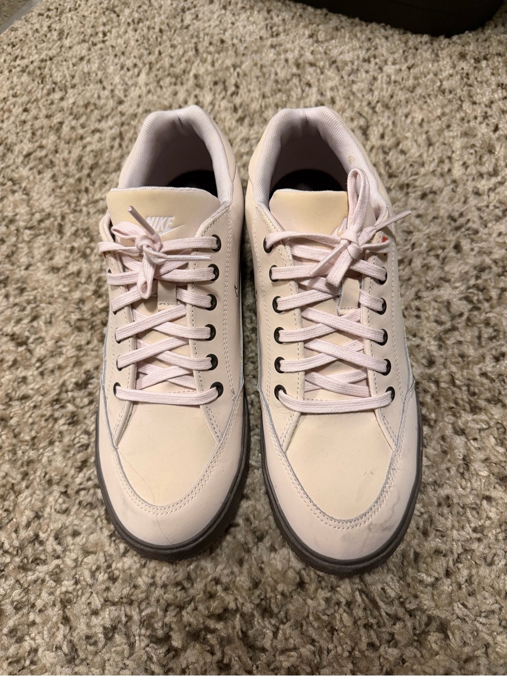 Nike Women's Pale Pink Leather Low-Top Sneakers